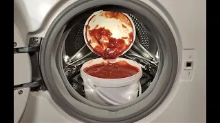 Experiment - a Bucket of Tomato Paste - in a Washing Machine