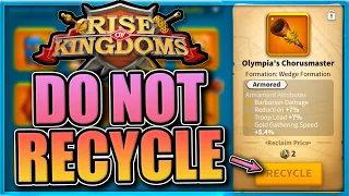 Stop recycling armaments [modification coming in a future update] Rise of Kingdoms