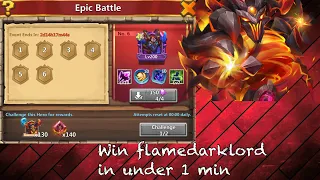 Castle clash - flame dark lord hero battle (clear all stages in 1 min )😎