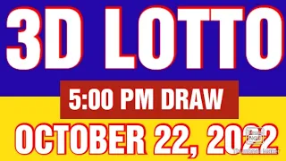 3D LOTTO RESULT TODAY 5PM DRAW OCTOBER 22, 2022 PCSO 3D LOTTO RESULT TODAY