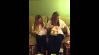 Sister's excitement opening gifts