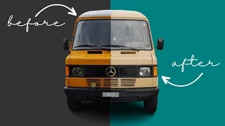Spray-painting our Mercedes van into the best looking Overland vehicle !  BEFORE / AFTER part.2
