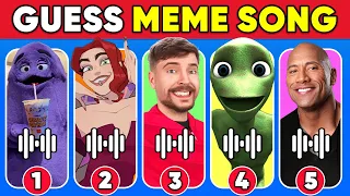 Guess The Meme By Song 🎶| Grimace, Red Flags, Mr Beast, Dame Tu Cosita, The Rock