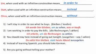 Infinitive phrases in German