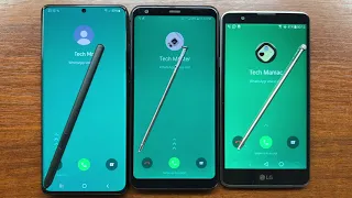 Samsung S21 Ultra, LG Stylo 5 & 2 V WhatsApp Triple Incoming Call + Styluses (Android 12, 10, 7)