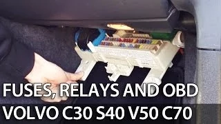 Where are fuses, relays and OBD port in Volvo C30 S40 V50 C70 (fuse box)