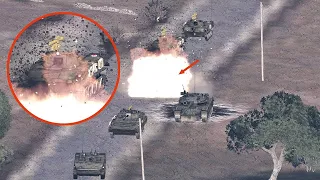 Drone footage shows ambush on Russian tanks | Drone guided Artillery | ARMA 3: Milsim