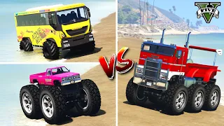 Iveco Monster Bus vs Rally Hauler vs Monster Truck 🚌 Epic GTA 5 Vehicle Showdown!