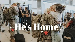 He's Home! | Deployment Homecoming VLOG | Surprising the Kids!