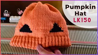 Pumpkin hat with Intarsia on LK150 knitting machine (no Intarsia carriage)