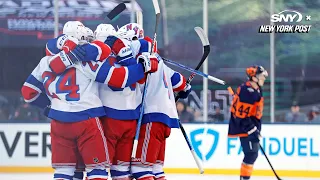 Rangers complete insane rally for OT win over Islanders in Stadium Series thriller