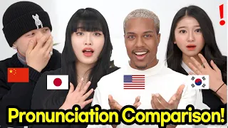 American, Korean, Chinese, Japanese Pronunciation Difference!!