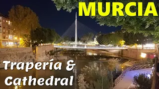 SPAIN: Murcia. Walking the Traperia street and the Cathedral area in the night.