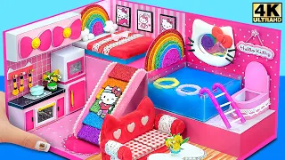 How To Make Cute Hello Kitty Miniature House from Cardboard for family (Easy) ❤️ DIY Miniature House