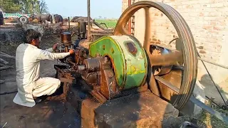 Biggest old desi diesel engine starting up amazing - Heavy engine starting - Big sound diesel engine