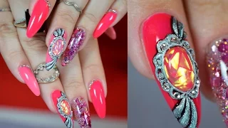 HOW TO CREATE BROOCH ON NAIL/ HARD GEL REFILL | Red Iguana | April Ryan