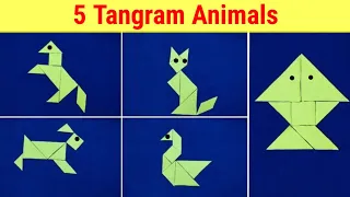 5 tangram animals | Tangram activity | Tangram animal | Tangram Animal Puzzles