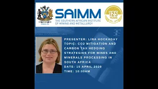 Lina Hockaday -CO2 mitigation and carbon tax hedging strategies for mines and minerals processing in