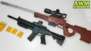 Pubg Awm Sniper Toy Gun & M416 with BB bullets | Unboxing