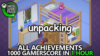 Unpacking - All Achievements - 1000 Gamerscore in 1 Hour - Xbox Game Pass