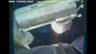 Timelapse showing Canadarm2 moving over to inspect where Pirs was undocked captured Jul 26, 21