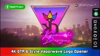 4K GTA 6 Style Vaporwave Logo Intro : Vice City / VI