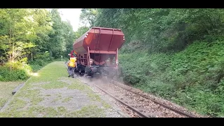 Gleisbauarbeiten am 31.05.2023 auf der Strecke der Hespertalbahn.