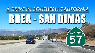 A Drive in Southern California from Brea to San Dimas on SR 57 freeway | Relaxing Car Sound | 4K