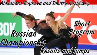 Alexandra Boykova and Dmitry Kozlovsky//Short program//Russian Championship//Results and jumps