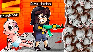 BEBE NOOB VS APOCALIPSIS DEL PAYASO IT 💀😱 BEBE NOOB Y NOOBSI VS EJERCITO PAYASO IT MINECRAFT