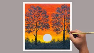 Acrylic Painting for Beginners | Easy Painting | Sunset Painting