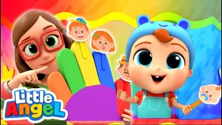 Finger Family (School Colors) | Little Angel Kids Songs & Nursery Rhymes | Colors for Kids