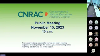 Conservation and Natural Resources Advisory Committee Meeting -- November 15, 2023
