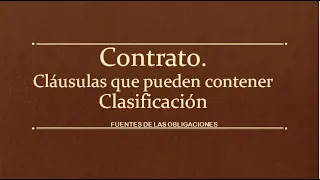 Cláusulas de los contratos  Clasificación de los contratos