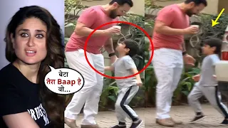 Taimur Ali Khan gets ANGRY 😡& gives a punch 👊 to Father saif Ali Khan, video  viral