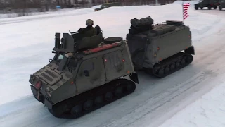 USMC Viking Amphibious All-Terrain Vehicle (BvS10) driving in Norway