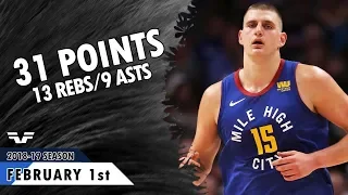 Nikola Jokic - 2019.02.01 - Nuggets vs Rockets - 31 Pts, 13 Rebs, 9 Asts