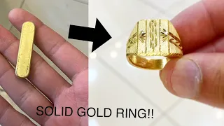 Making a SOLID Gold Ring! Men’s Signet Ring | Jewelry Making | How it’s made | 4K Video