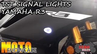 TST Flushmount Signal Lights with Halo GTR on the Yamaha R3 2019 - MOTO SHOWCASE