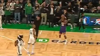 Celtics coach Joe Mazzulla goes on court and tries to block Royce O'Neale's shot 😂