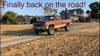 First drive on 35s for the 1983 GMC K2500 Squarebody!