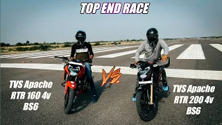 TVS Apache RTR 160 4v vs TVS Apache RTR 200 4v || Top End Race || Racing dna unleashed || Must watch