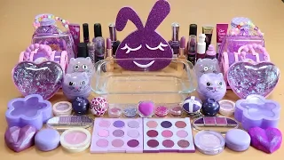 Mixing "Purple rabbit"Makeup,More Stuff & PurpleSlime Into slime!Most Satisfying Slime Video.