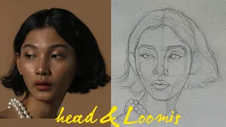 learn How to draw a portrait using Loomis method