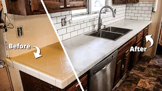How to Install White Marble Epoxy over Tile Kitchen | Stone Coat Epoxy