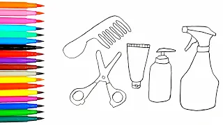 How to Draw Hair Salon Equipment & Tools for Kids | How to Draw Barber Tools by Colorful Media .