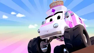 Monster Trucks for children - The Monster AMBULANCE Wants to Cheer Mia up! | Monster Town