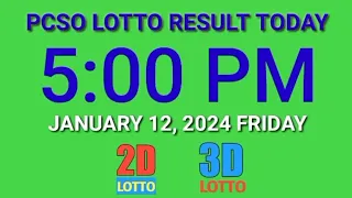 5pm Lotto Result Today January 12, 2024 Friday ez2 swertres pcso