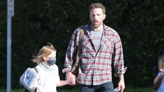 Ben Affleck Takes A Break From His Phone To Walk With Son Samuel