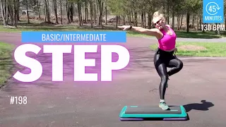 Basic to Intermediate Step aerobics Cardio Workout CDornerfitness #198